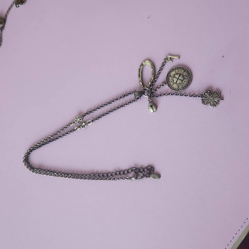 Vintage silver lucky charm necklace